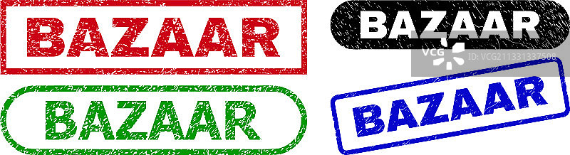 带有复古纹理的集市长方形水印图片素材