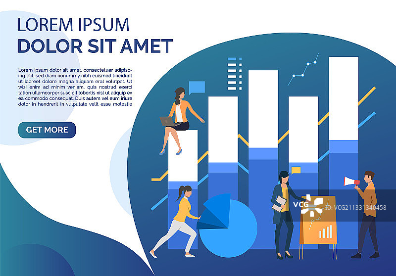 商务人士使用柱状图和饼图图片素材