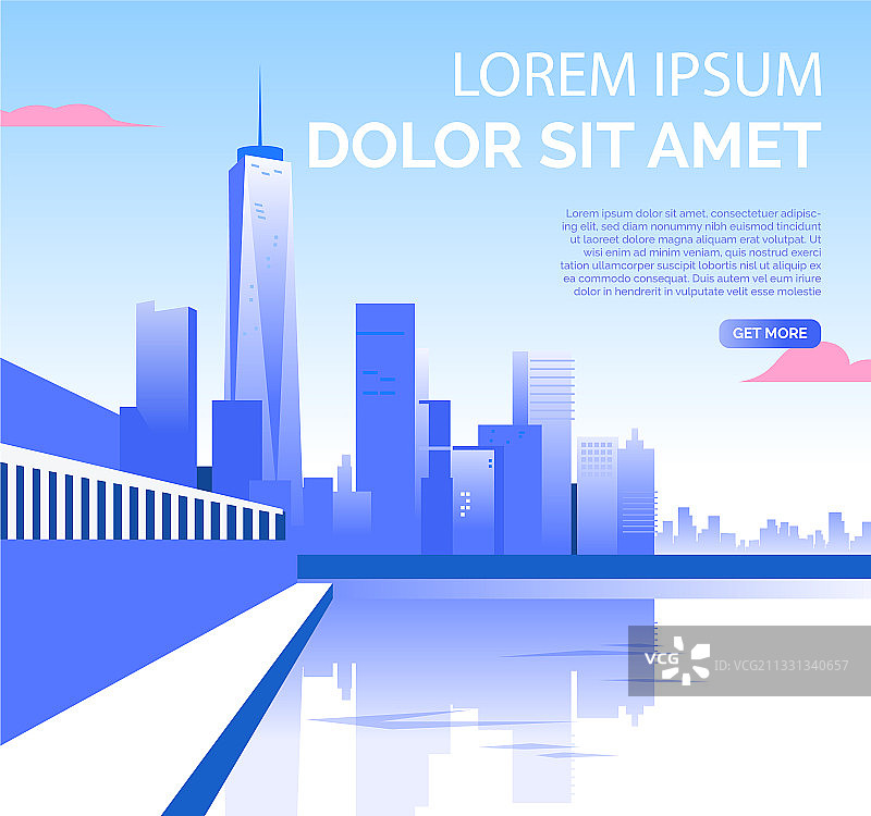 有摩天大楼和示例文本的城市中心图片素材