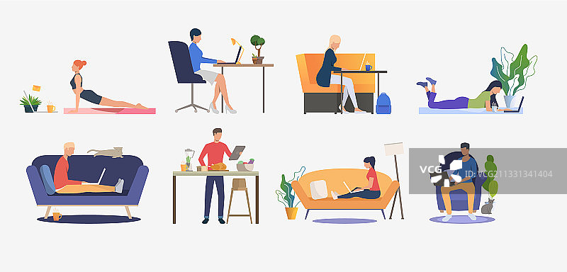 使用电脑和休息的人物图片素材