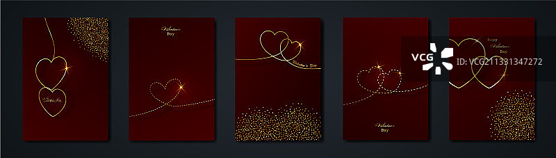 情人节金色心形卡片图片素材
