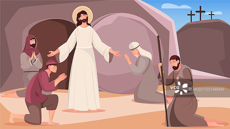 耶稣复活扁平设计图片素材