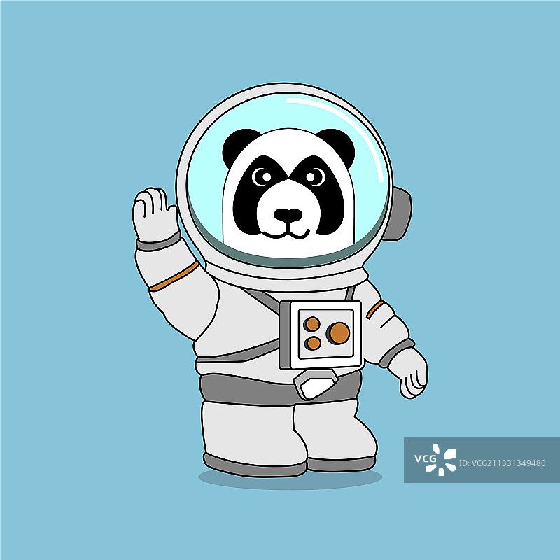 身穿宇航服挥舞双手的熊猫图片素材