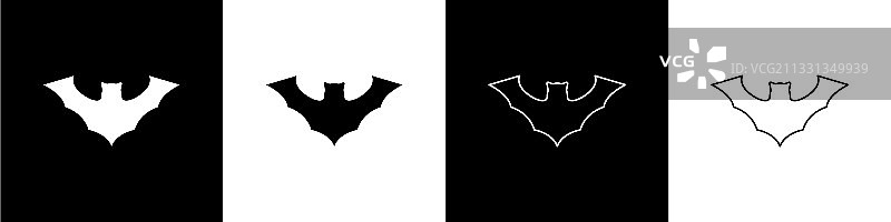 黑白蝙蝠图标图片素材