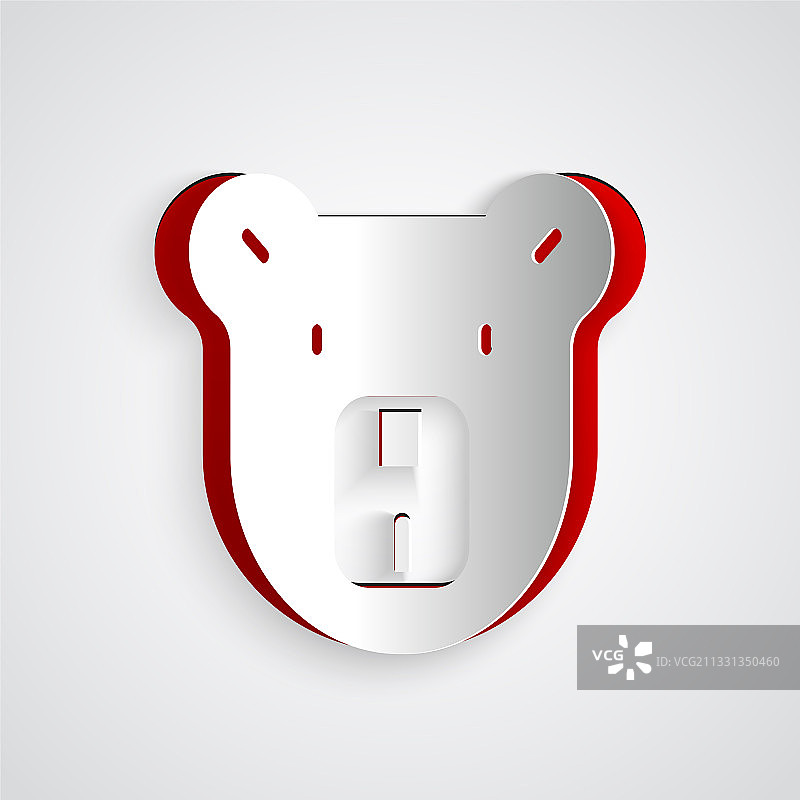 灰色背景上的剪纸熊头图标图片素材