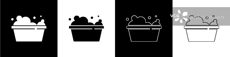 装满肥皂泡的塑料盆图标图片素材