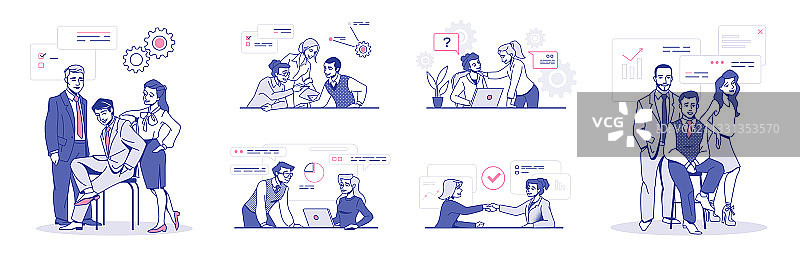 办公室团队商务人士协同工作图片素材