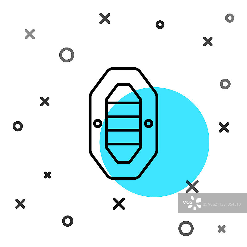 白色背景上的黑色线条漂流船图标图片素材