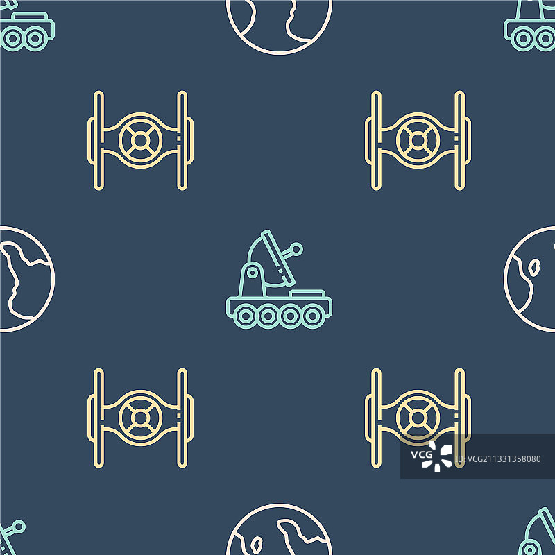 地球、宇宙飞船和火星探测车图片素材