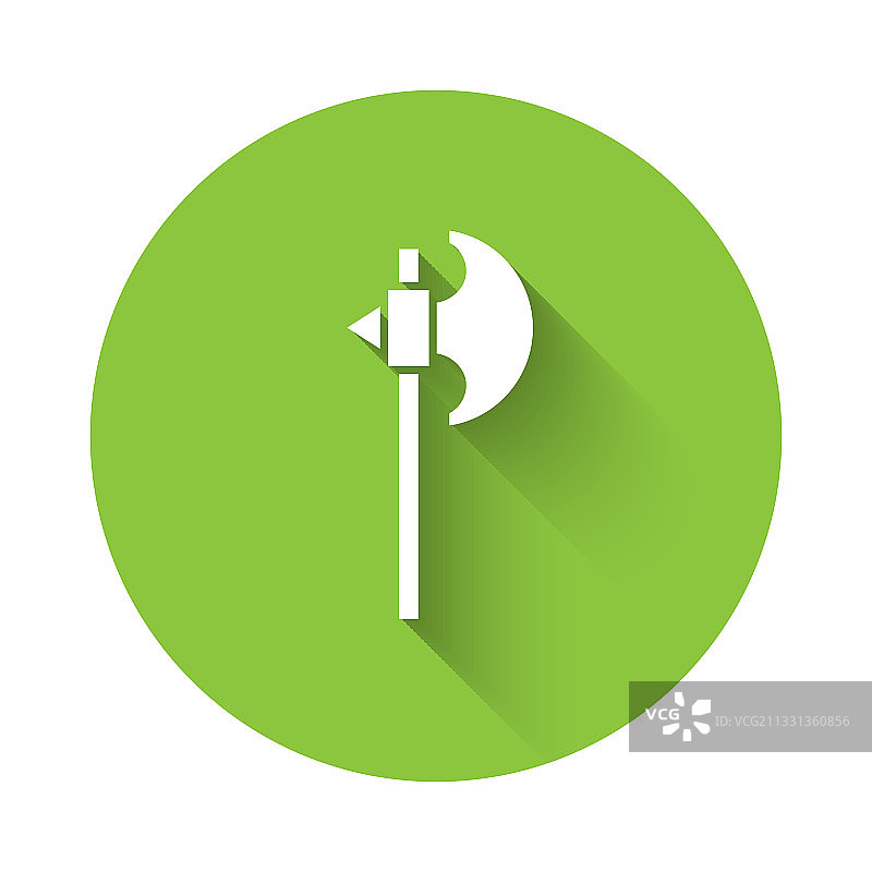 带有长阴影的白色中世纪斧头图标图片素材