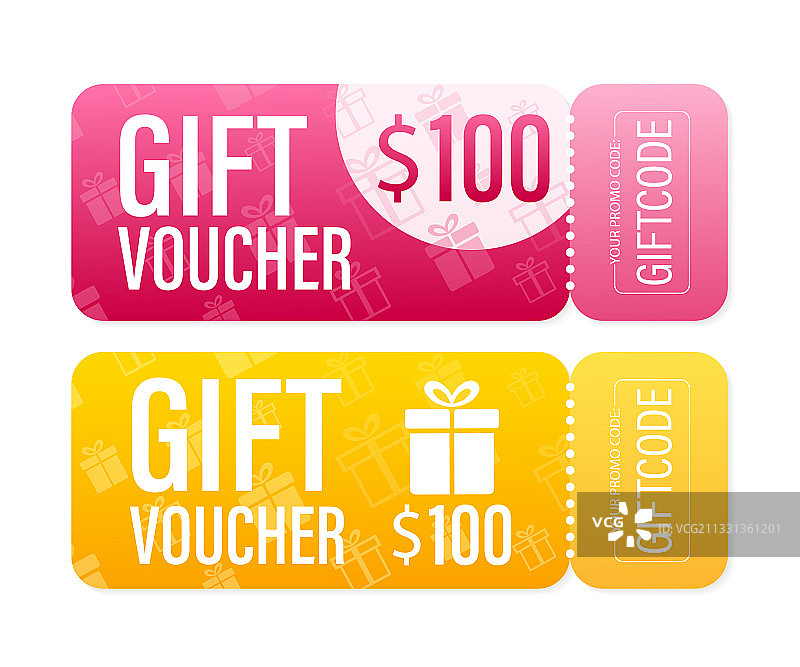 带红色礼品码的现代生日贺卡图片素材