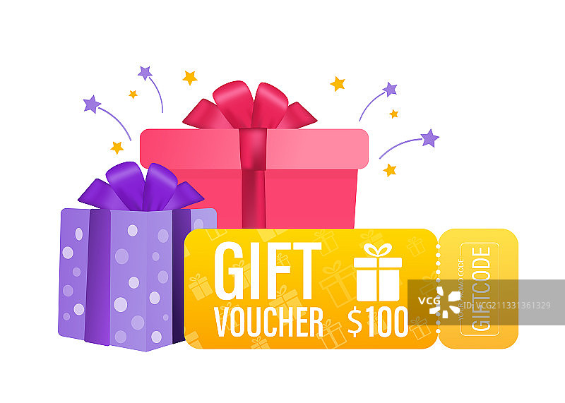 3D广告：含礼券的人物图片素材