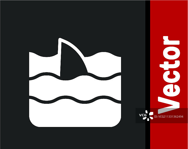 白色鲨鱼鳍海洋波浪图标图片素材