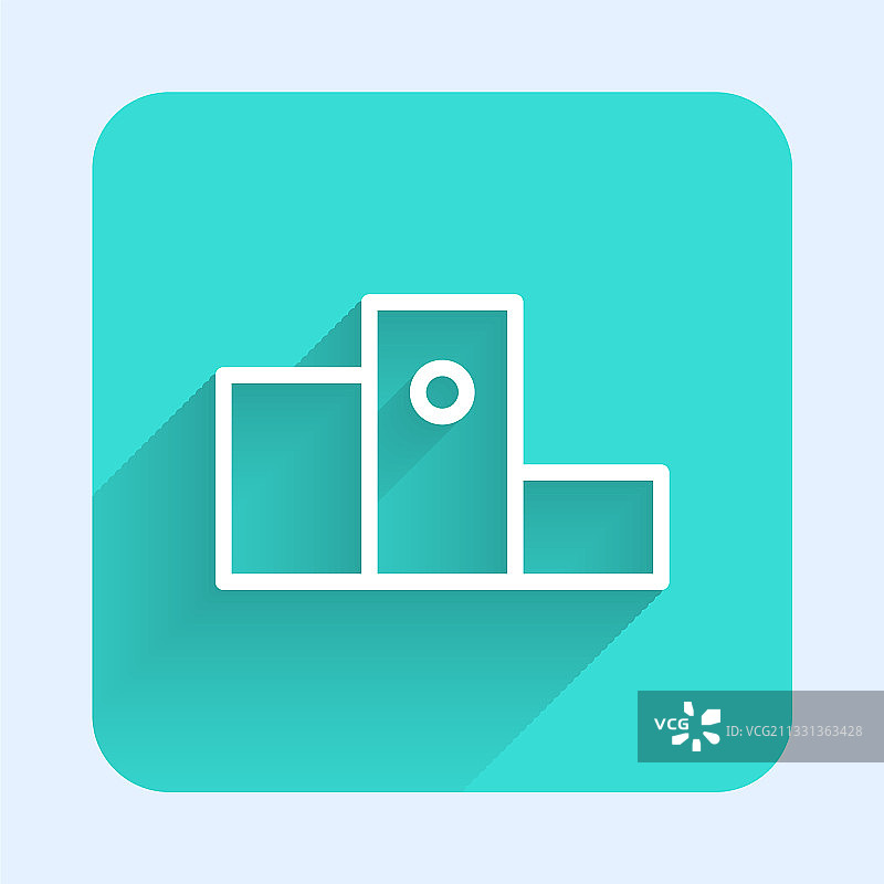 体育赛事获胜者领奖台上的白色线条奖杯图标图片素材