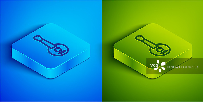 蓝色背景上的2.5D班卓琴图标图片素材