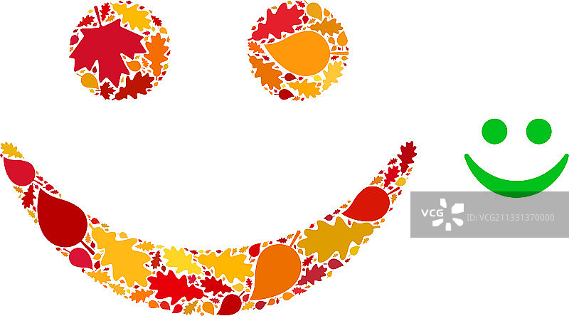 秋叶快乐微笑拼贴图标图片素材