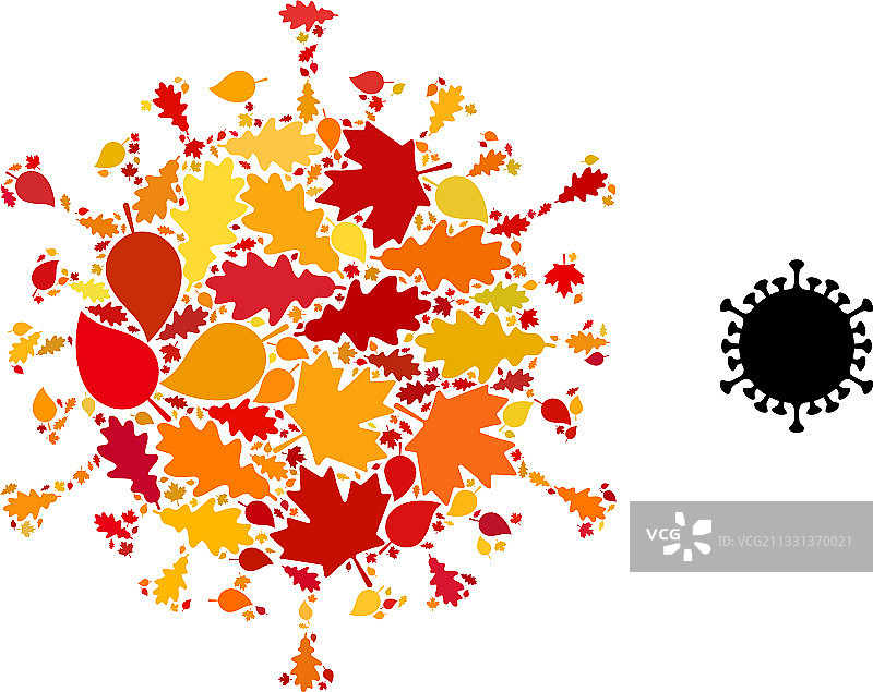 秋叶新冠主题组合图标图片素材
