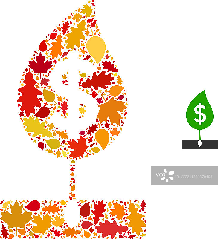 秋叶美元萌芽马赛克图标图片素材