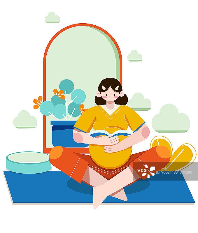 做瑜伽的怀孕女人矢量插画图片素材