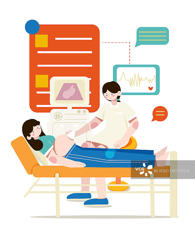 母婴健康检查护理矢量插画图片素材