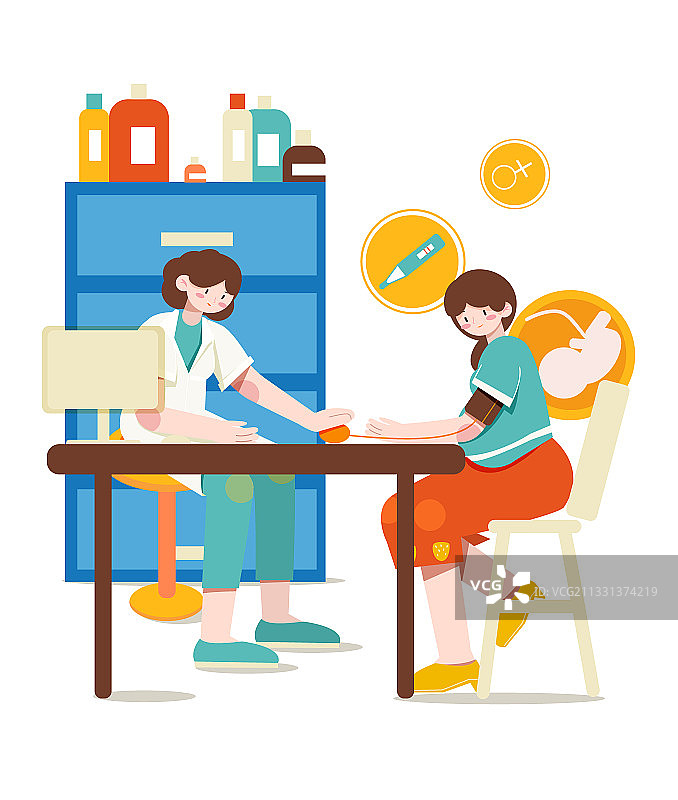 母婴健康检查护理矢量插画图片素材