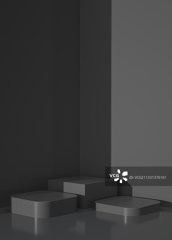 黑色产品展台三维场景图片素材