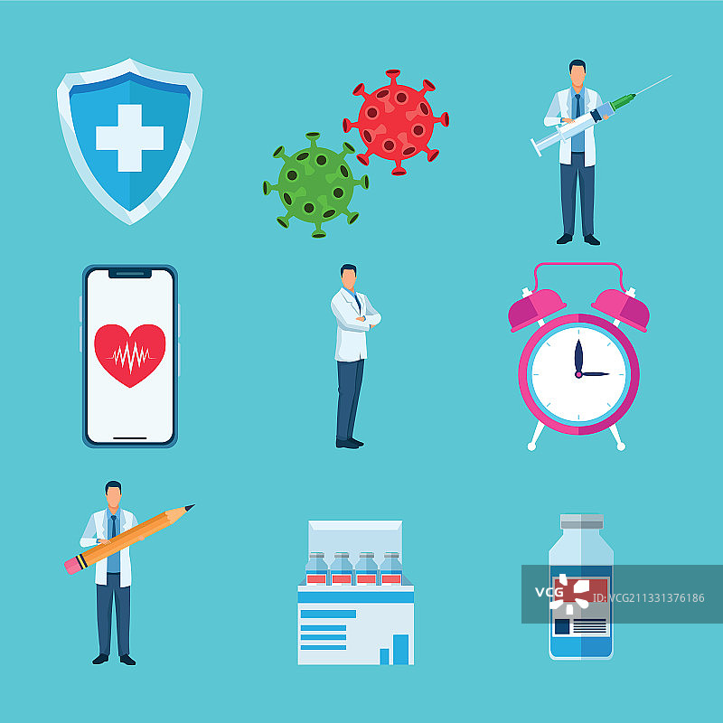 九款新冠疫苗图标合集图片素材