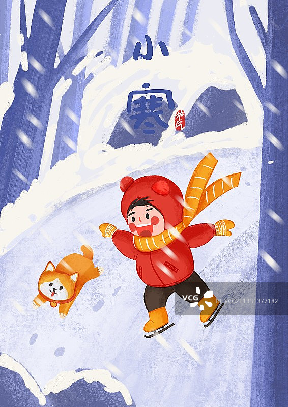 节气小寒-森林溜冰图片素材