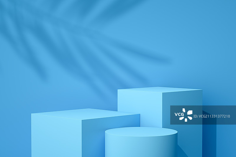 蓝色产品展台三维场景图片素材