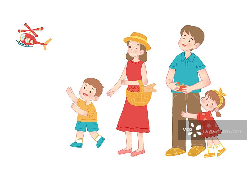 四口之家,家庭,父亲,母亲,孩子,玩具飞机,男孩,游玩,出行图片素材