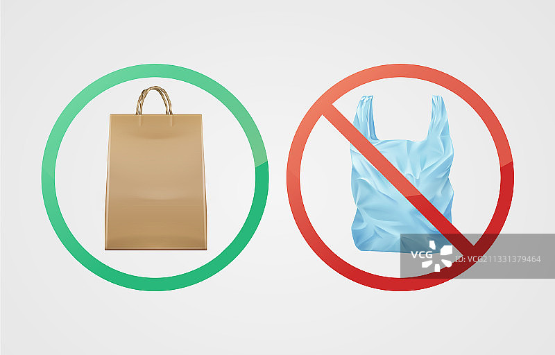 纸袋与塑料袋的对比图片素材