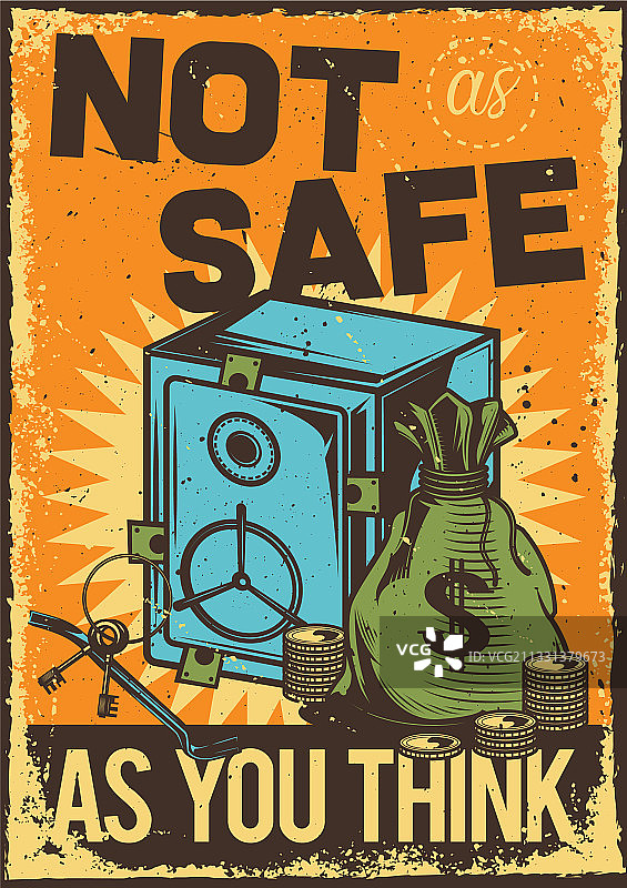 保险箱与钱袋海报设计图片素材