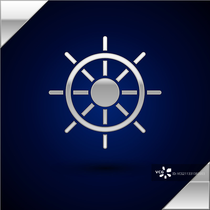 深色背景上的银色船舵图标图片素材