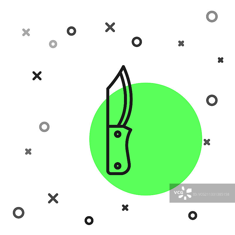 白色背景上的黑色线条军用刀具图标图片素材