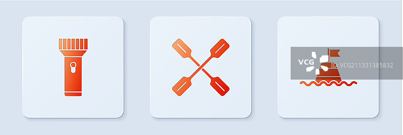 桨、手电筒和漂浮浮标图片素材