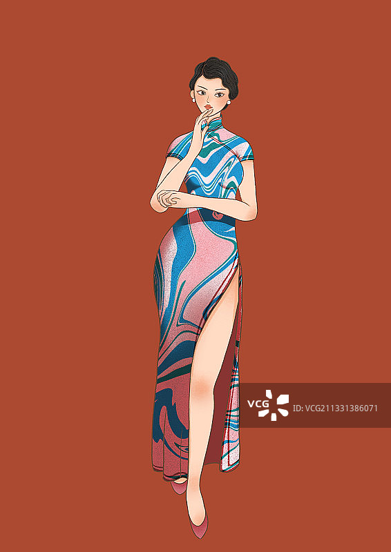 国潮女郎 商业插画图片素材