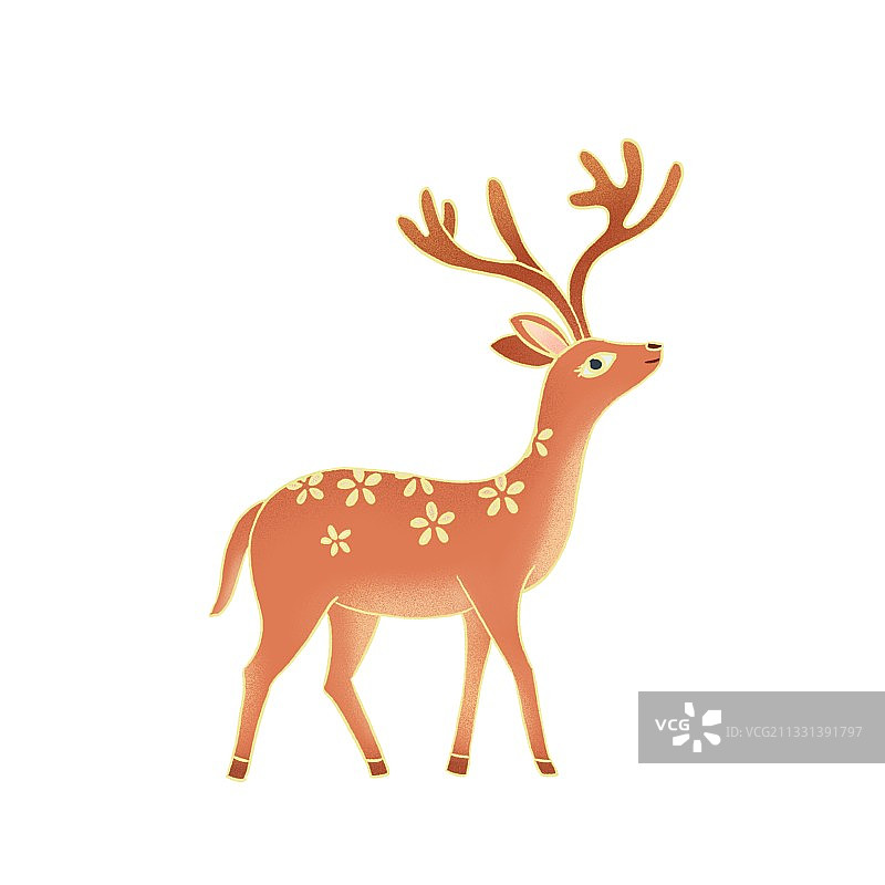 插画,梅花鹿褐色,森林,驯鹿,圣诞节,可爱的,动物园,哺乳纲图片素材