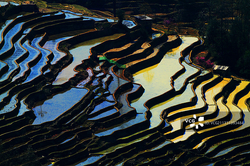 五彩梯田图片素材