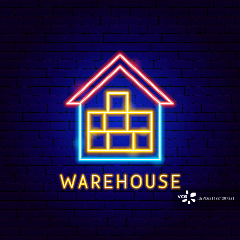 仓库霓虹灯标签图片素材
