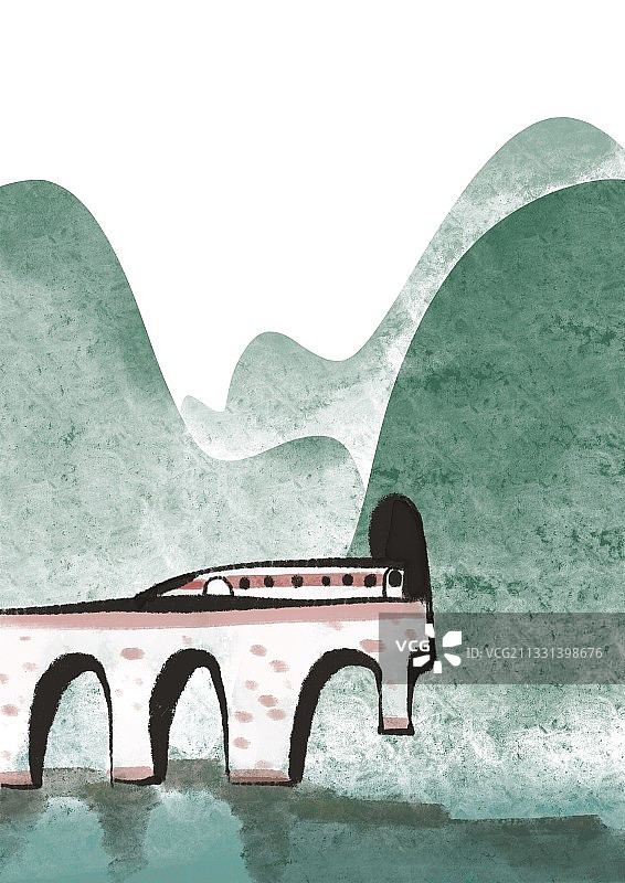 水墨画里的高铁图片素材