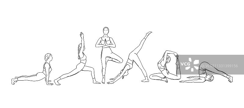 瑜伽体式系列：女性瑜伽练习图片素材