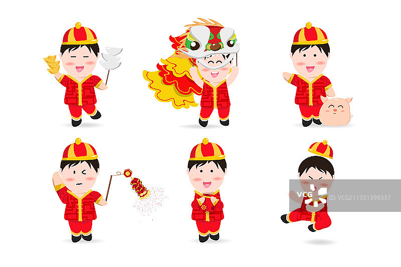 中国男孩可爱卡通吉祥物角色图片素材