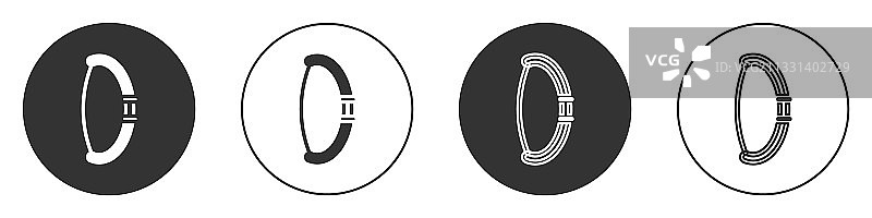 黑色中世纪弓箭图标，白色背景图片素材