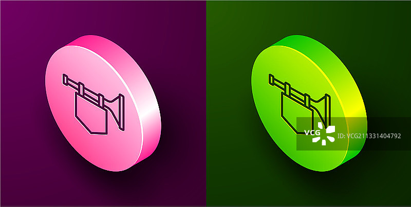 2.5D线条小号与旗帜图标图片素材