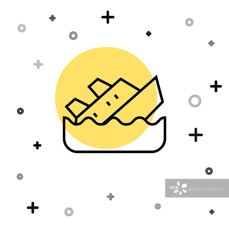 黑色下沉的邮轮图标图片素材