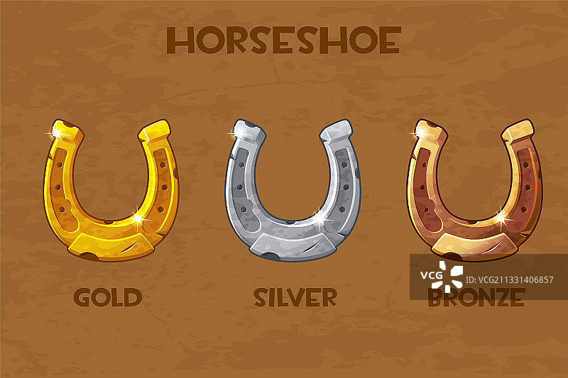 金色青铜色银色马蹄铁图片素材