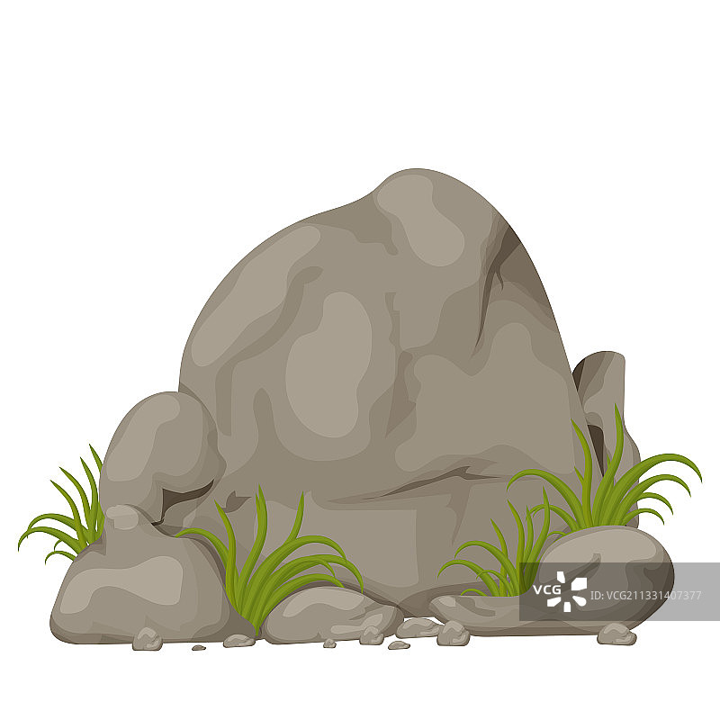 带草的大石头细节图图片素材
