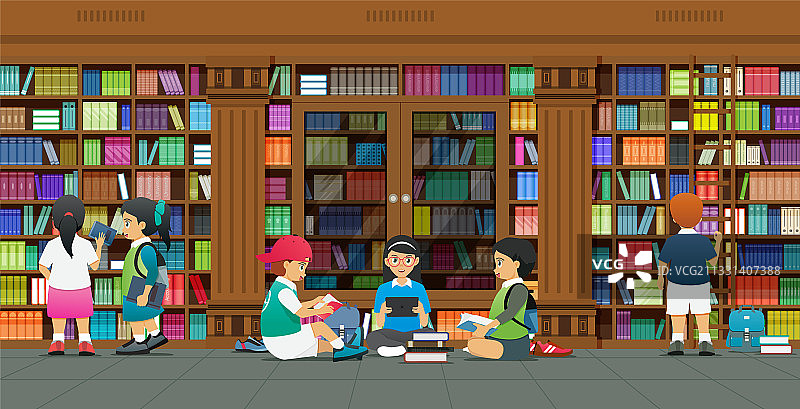 在图书馆研究图片素材