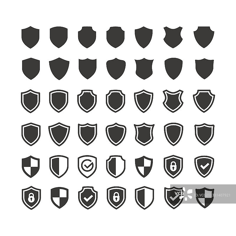 黑色盾牌图标合集图片素材
