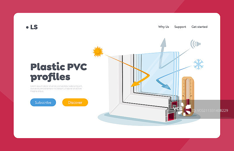 塑料窗户PVC型材着陆页模板图片素材